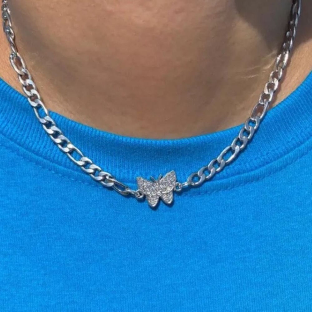 butterfly rhinestone necklace